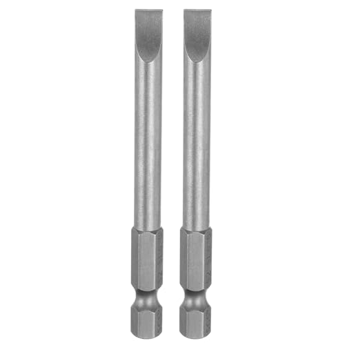 sourcing map 2pcs SL6 Slotted Screwdriver Bits 6mm Slotted Tip 1/4 Hex Shank 75mm (3) Long Magnetic Flat Head S2 Steel Screw Driver Drill Bits Industrial Power Screwdriver Bit