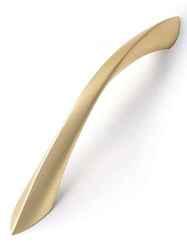 Image of Brushed Gold Cabinet Pulls 5 Inch Arch Twisted Brass Handles Drawer Kitchen Cupboard Bathroom Dresser Cabinet Hardware Zinc Alloy 10 Pack
