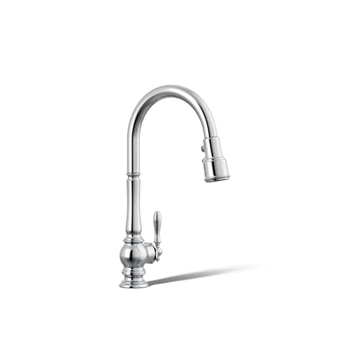 KOHLER K-99259-CP Artifacts Single-Hole Kitchen Sink Faucet with 17-5/8-Inch Pull-Down Spout,...