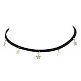 HORIALENCE Gargantilla en Aleación de Mujer Colgante de de Cadena de Cuero Negro Simple y Elegante para Fiesta Playa