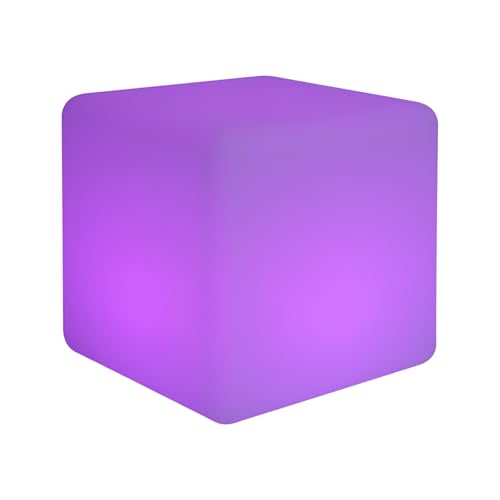 JAYEUW Tabouret cube lumineux à 16 couleurs changeantes avec télécommande, lampe rechargeable et éclairage décoratif
