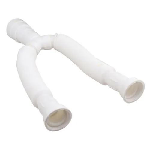 Image of Infinite rech Two in One /Double sink Waste Pipe PVC White Hose Pipe for Kitchen Sink Heavy Duty Waste Water Drain Hose /Outlet Tube Connector