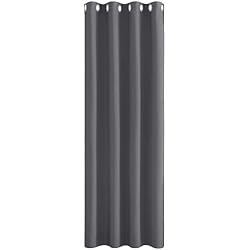 Cortinas Para Puertas Interiores PONY DANCE Cortina Dormitorio Cortina Gris Opaca Ventana 1 Pieza Cortina 240 Alto Cortina Termica Aislante Frio y Calor Blackout Curtains con Ojales Cortinas Salon Modernas, 140x240 CM(AnchoxAlto)