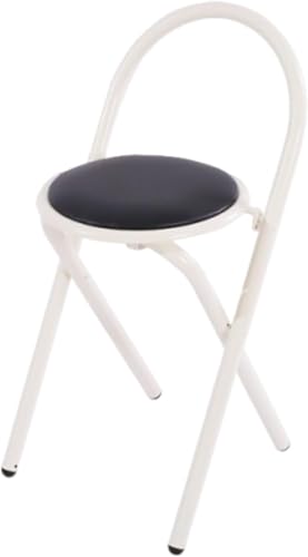 Tabouret de bar pliant rembourré en cuir PU noir avec dossier confortable XJBTBA