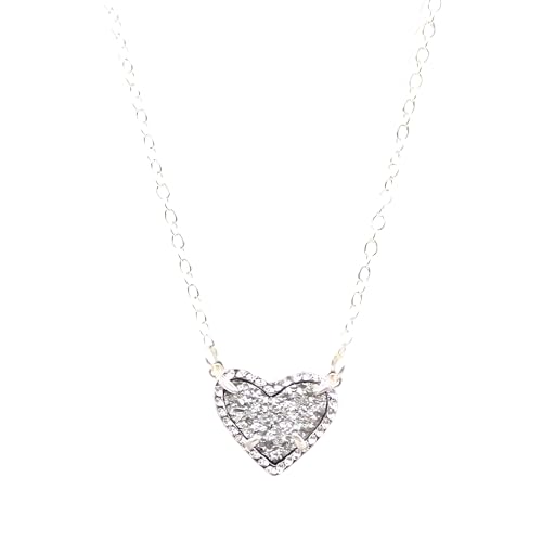 Bijoux druzy argent collier géométrique amour forme de cœur bleu clair