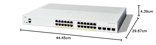 Image of Cisco Catalyst 1300-24P-4G Managed Switch, 24 Port GE, PoE, 4x1GE SFP, Limited Lifetime Protection (C1300-24P-4G)