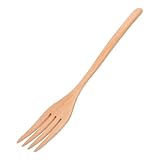 LOPUNER Serviergabel Holzgriff Salatbesteck für Abendessen und Kochen Lange Holzgabel 22,5cm Küchenhelfer für Fleisch und Gemüse