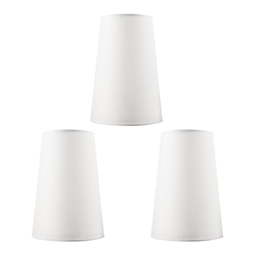 3 Pack White Lamp Shades, Mini Fabric Lampshades Replacement, 3.4x4.8x6.9 inch, DIY Natural Linen Hand Woven Lampshade for Floor Light, Hemp Rope Pendant Light, Vanity Lights, Table Lamp, Wall Sconce
