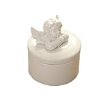 TOGEVAL Keramik Schmuckaufbewahrungsbox Engel Weiß 8X8X98cm Schmuckbehälter für Ringe Halsketten Armbänder Geschenk