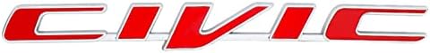 PJOKI Car 3D Metal Civi Emblem Car Badge Decals Civi Letter Logo Trunk Decoration Emblem Modification Fit Honda Civic 2006-2011 Accessories(Silver-red), (P1)