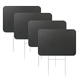 Thten 4 Pack Large Black Blank Yard Signs with Stakes, 17 x 12 Inches Garden Lawn Signs Garage Sale