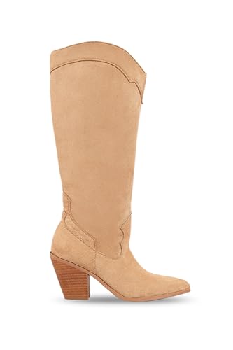 Mi.iM Classy Chunky Heel Pull-on Round Toe Suede Knee-high Boots