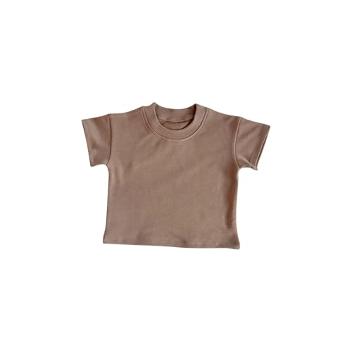 Teal Crop Top Kids Summer and Autumn Casual T Shirt Round Neck Shirt Teal Crop Top Kids