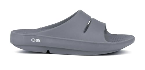 Image of OOFOS - Unisex OOahh Sport - Post Run Recovery Slide Sandal (Grey Slate, US Men's Size 5 /Women's Size 7)