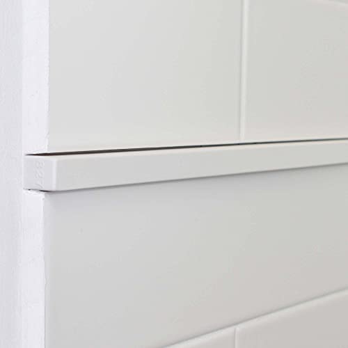 Questech Decor Tile Trim, 1/2 x 12 Inch Linear Flat Pencil Tile Edge Trim Cap, Decorative Shower Tile Liner, Kitchen Tile Border Backsplash Trim, Bright White Matte, 12 Pack