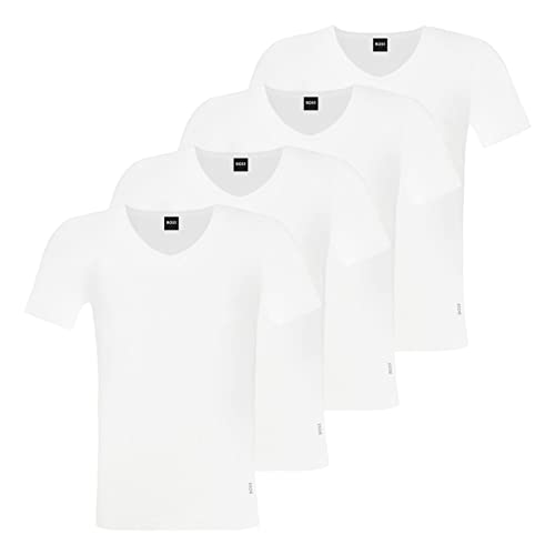 T-shirt en coton stretch Boss homme col V coupe slim pack de 4 sous-vêtements