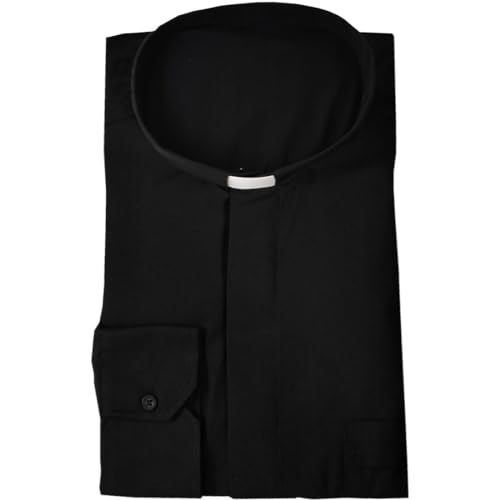 Camisa negra sacerdotal vêtement ecclésiastique col romain taille 41