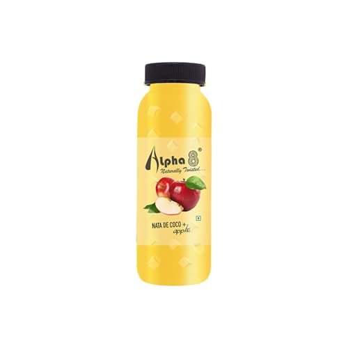 Image of ALPHA 8 FRUIT Juice with NATA De Coco Coconut Cubes Natural Energizer & Immunity Booster, Healthy Juice, High Fiber, Real Natural Taste (Apple Juice, Pack of 12)