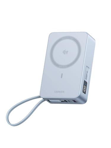 UGREEN MagFlow 20000mAh Magnetic Power Bank for MagSafe with Built-in Cable, High-Capacity Qi2 25W...