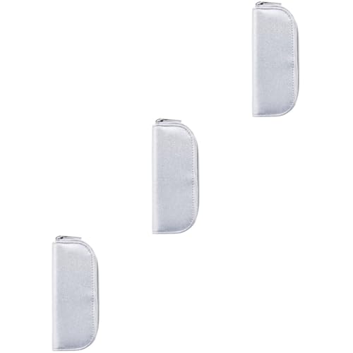 3 Pezzi Borsa Da Viaggio Per Cosmetici Di Grande Capacità Per Il Trucco Per Donne Per Il pelle Pu E Argento Robusto B-022