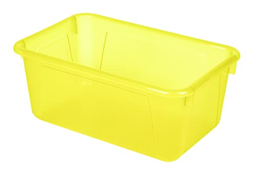 Image of Storex Small Cubby Bins - Plastic Storage Containers for Classroom, 12.2 x 7.8 x 5.1 inches, Candy Yellow, 5-Pack (62476A05C)