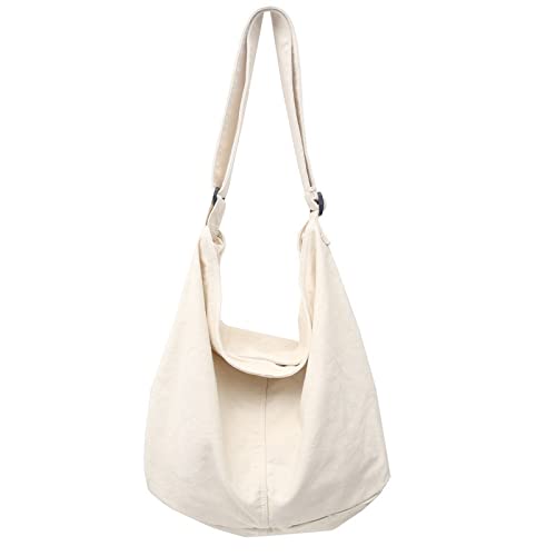 Bolso Hobo de Lona para Niñas Casual con Correa Ajustable Beige miniatura 1