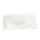 Ling's moment White Wedding Table Cloths in Premium Crumpled Velvet, 9ft x 11ft, Fits 4ft/6ft Rectangular/Round Sweetheart&Head Table for Wedding Reception, Bridal Shower, Birthday Decoration,Banquet