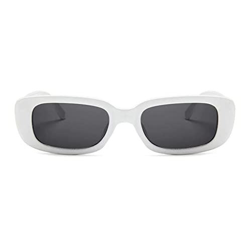 Óculos De Sol Hype Retrô Retangular Moda Unissex Blogueira Branco Marrom Vermelho e Onça SYANG (Bran