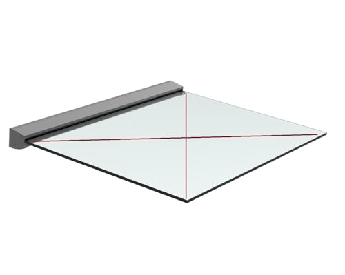 Sellon24® Aluminium Vordach Haustürvordach RAL 7016 Haustür Überdachung Glasvordach ALU Tür Profil Anthrazit für Glas 12,76 x 21,52 mm freitragend Glasdach Leiste Eingangsüberdachung / 150 cm-SET2