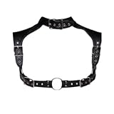 WRWMSLGO Men's Body Chest Harness Belt, Adjustable Faux Patent Leather Neck Collar Choker Shoulder Chest Harness Bondage Strap Belt for Men Gay, Cosplay Costume Masquerade Party Club Fetish Clubwear