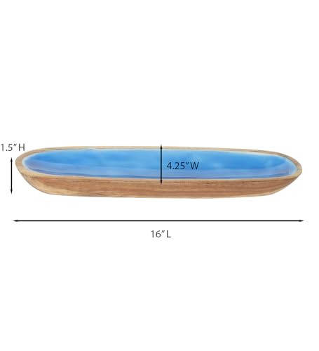 Image of Snack Attack Serving Platter | Acacia Wood Multipurpose Platter for Snacks, Fruits & Desserts | Vibrant Blue Decorative Tableware for Home & Kitchen
