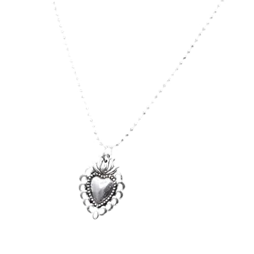 Collier Sacré-Cœur en Argent Sterling 925 Idée Cadeau Chrétien Précieux pour Baptême