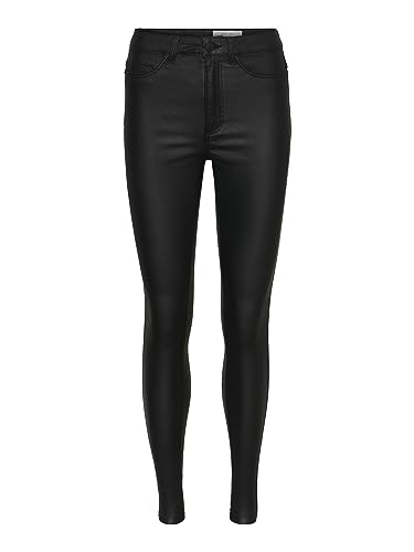 NOISY MAY NMCallie High Waist Skinny Coated Pants Frauen Jeans schwarz...