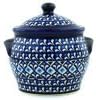 Polmedia Polish Pottery Jar with Lid and Handles - Blue Diamond Dream Pattern Handmade in Boleslawiec Poland + Certificate of Authenticity
