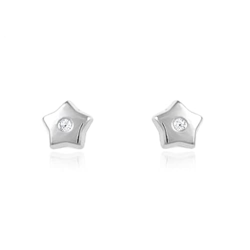 Pendientes Bebe Oro Blanco Estrella Circon 5 Puntas - Estuche Regalo - Certificado De Garantía - Mondepetit Pendientes Bebe Oro Blanco Estrella Circon 5 Puntas - Estuche Regalo - Certificado De Garantía - Mondepetit