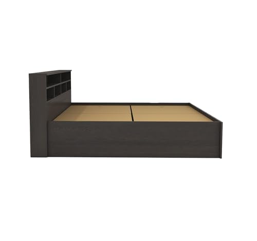 Image of DesignFit Engineered Wood King Size Bed with Box Storage | Wooden Double Bed Cot Palang Furniture for Bedroom Living Room (Wenge Finish) |1 Year Warranty