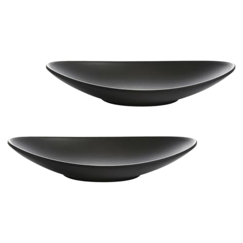 Juego de 2 platos ovalados para sushi negros mate miniatura 1
