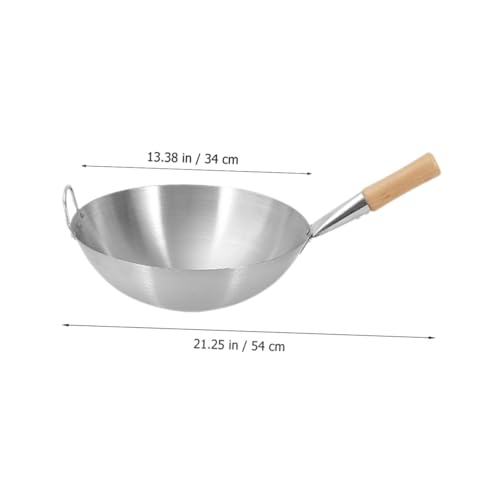 Wok de acero inoxidable con mango de madera miniatura 3