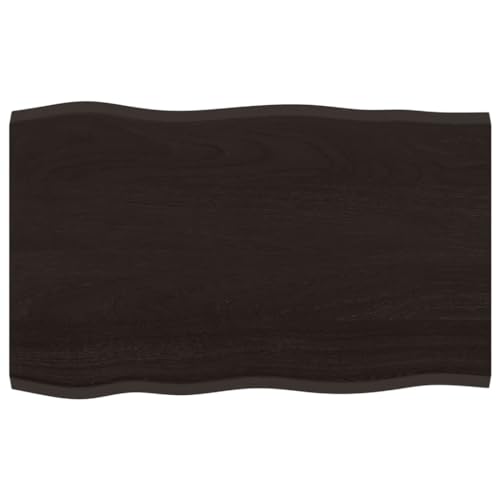Eleganz Mesa de roble macizo, 80 x 50 x 2 cm, borde natural, duradera y tratada para uso en interiores y exteriores, perfecta para comedor, oficina o taller