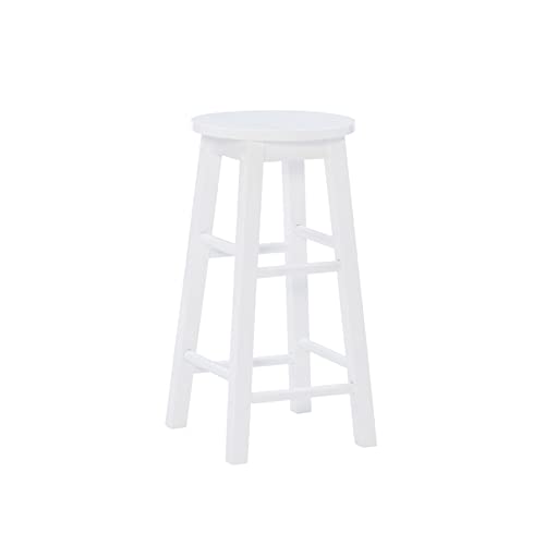 Image of Linon Zeke White 24 inch Counter Stool with Round Seat