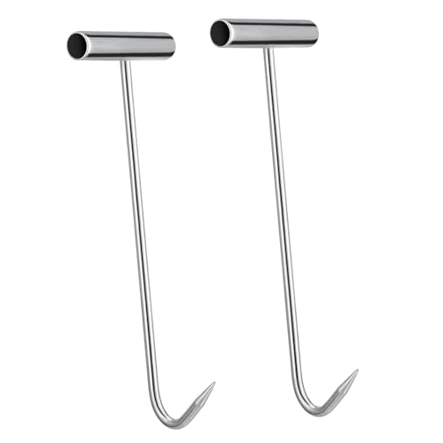CANIGHT 2pcs Pull Hook for Lifting Manhole Tarp Hook Puller Manhole Lifter Drain Grate Manhole Lid Opener Zughaken Ceiling Hooks Heavy Duty S Hooks Sewer Lid Lifting Hooks Lpen Iron Silver