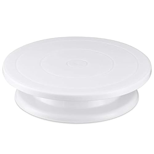 Image of 11 Inch Rotating Turntable for Cake Decorating & Frosting, Revolving Display Stand with Baking Tools and Accessories, White (Multi Color)