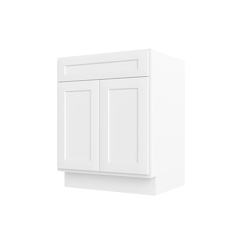 Image of Furinno Shaker Bath Vanity Cabinet Without Top, Ready to Assemble, 21 D x 27 W x 34.5 H, White