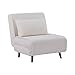 sweeek Poltrona Letto Bouclé con Base in Legno 1 Posto, Guest, Crema, 191x77x83 cm immagine