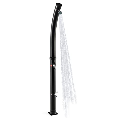 GYMAX Doccia Solare 20L, con Lavapiedi e Rubinetto 60°, Doccia da Giardino Riscaldata, per Piscina, Spiaggia, Esterno, Vacanza e Campeggio