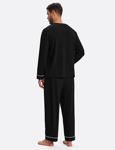 Image of Mofiz Men's Pajama Sets Viscose Long Sleeve Crewneck Warm Sleepwear