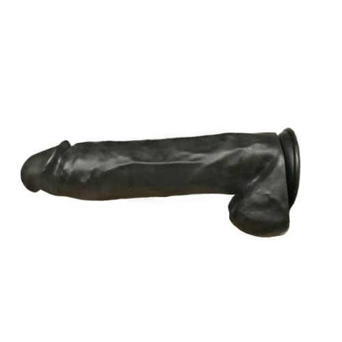 Dildo con ventosa – dildo in PVC senza falati con una lunghezza di 38 cm – giocattolo sessuale nero per lui e per lei – dildo a ventosa grande con ghianda e vene per vaginale e anale