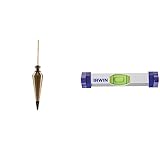 Swanson Tool Co PB008B 8 ounce Brass Plumb Bob with String & IRWIN 1794484 Aluminum Line Level, Silver