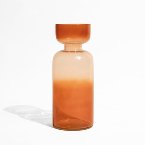 Image of Grande Handblown Glass Vase for Flowers & Home Decor | Haze Brown Decorative Table Vase for Living Room, Dining Table & Gifting