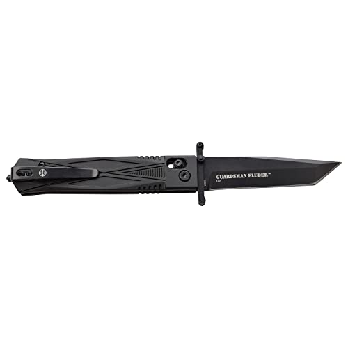 Elite Tactical - Manual Folding Knife W/ Rapid Lock - Guardsman Eluder - Tanto Blade, D2 Steel, Ball Bearing Pivot, Retractable Guard, Aluminum Handle W/Carbide Tip Glass Breaker, Edc, Et-Fdr015 #TOP2
